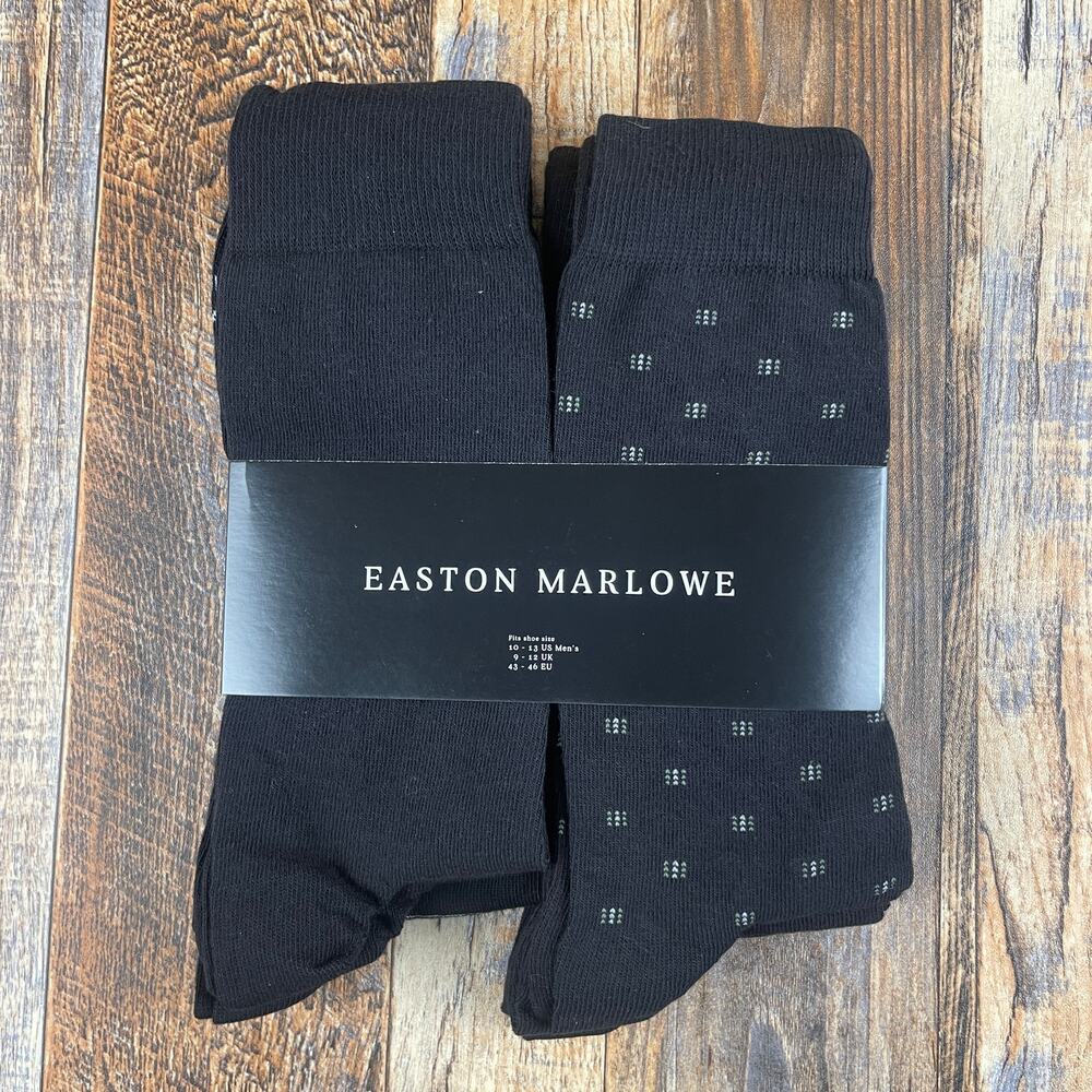 EASTON MARLOWE Men's Shoe Size 10-13 Black White Cotton Polyamide Elastane 6PK